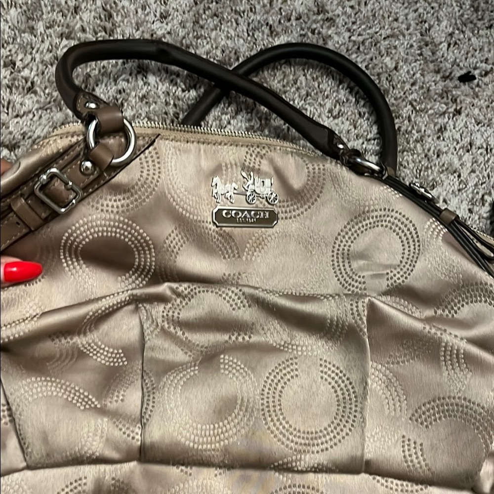 Coach Tan Shoulder Bag with Embossed Design